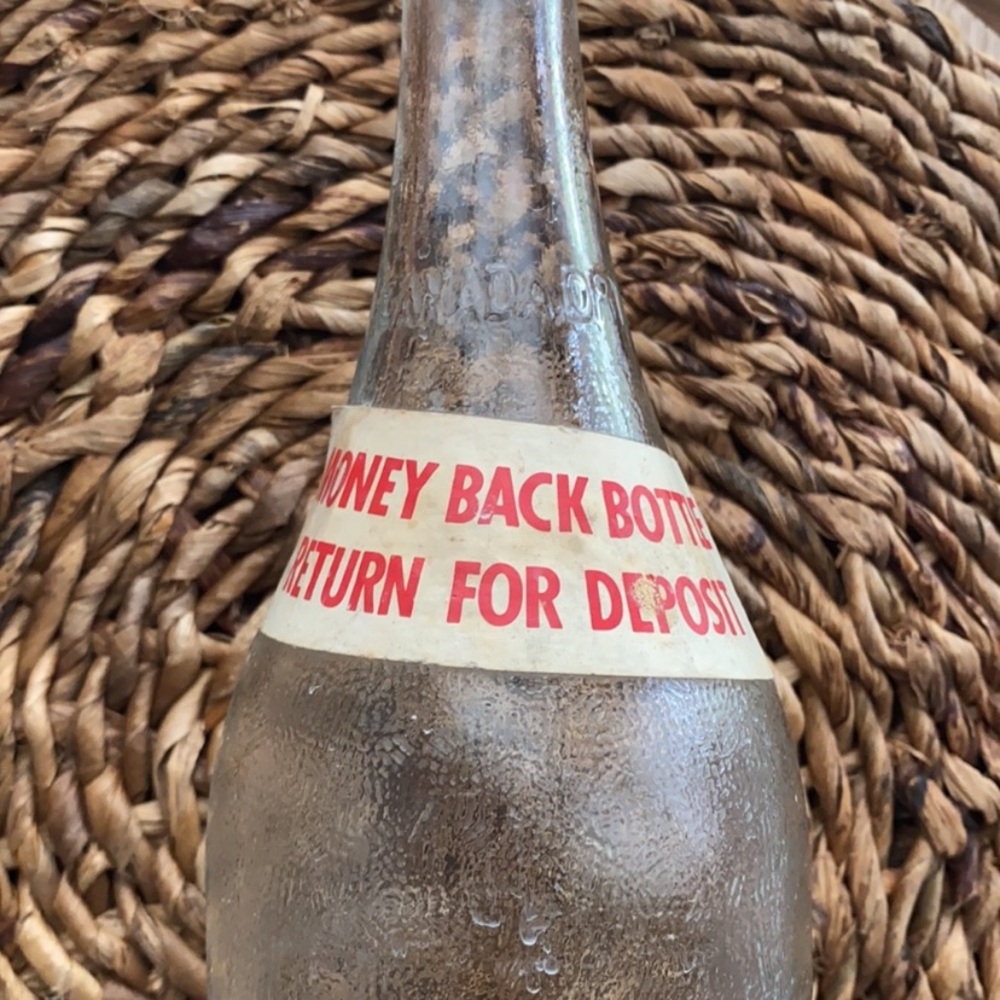 1971 large vintage Canada Dry Club Soda Glass Bottle blue foil label decor - Picture 2 of 5